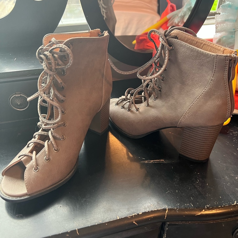 Laced bootie heels